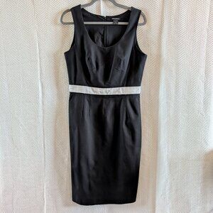 Club Monaco Black & White Midi Sheath Dress Size 10 Office Cocktail Minimalist